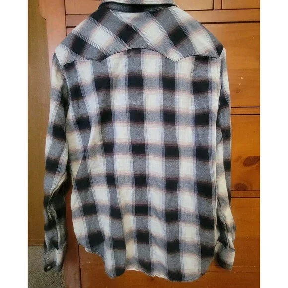 Vintage Wrangler Shirt Medium Plaid Pearl Snap Western Cowboy - Picture 6 of 7